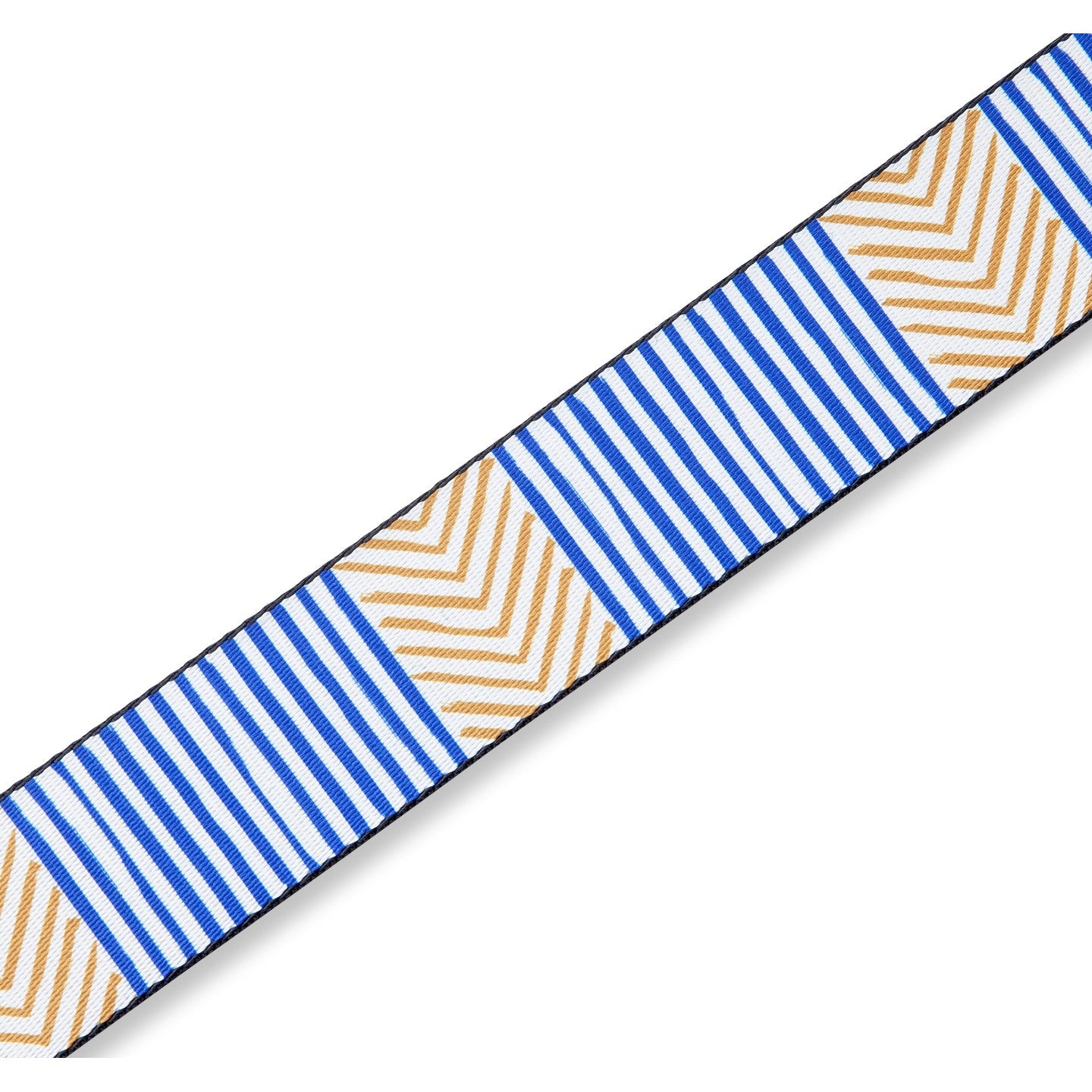 Levy's Leathers MP2TC-002 Print Series, Tribal Chevron Guitar Strap, Blue & Gold