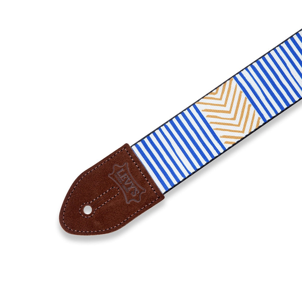 Levy's Leathers MP2TC-002 Print Series, Tribal Chevron Guitar Strap, Blue & Gold