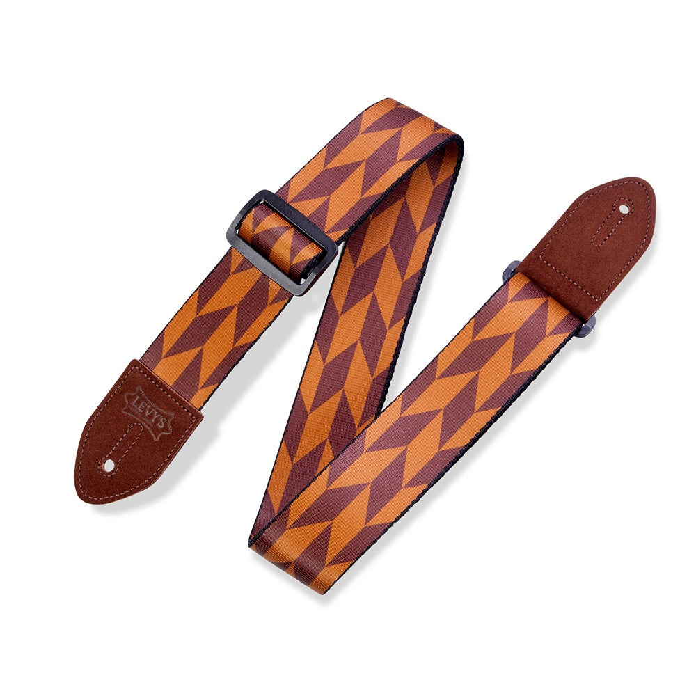 Levy's Leathers MPF2-004 Print Series Offset Arrow Guitar Strap, Brown & Tan
