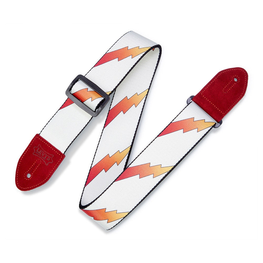 Levy's Leathers MPRB2-001 Print Series Rainbolt Guitar Strap, Red & White