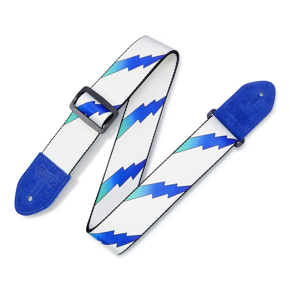 Levy's Leathers MPRB2-003 Print Series Rainbolt Guitar Strap, Blue & White