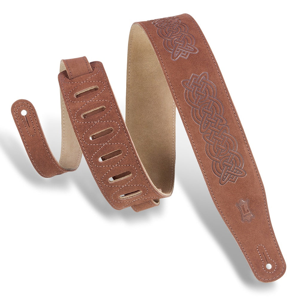 Levy's Leathers MS26CK-BRN Textures Series Celtic Knot Emboss Guitar Strap, Brown