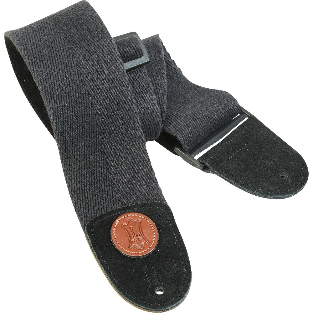 Levy's Leathers Signature Series MSSC4-BLK 3" Wide Guitar Bass Strap, Black Cotton