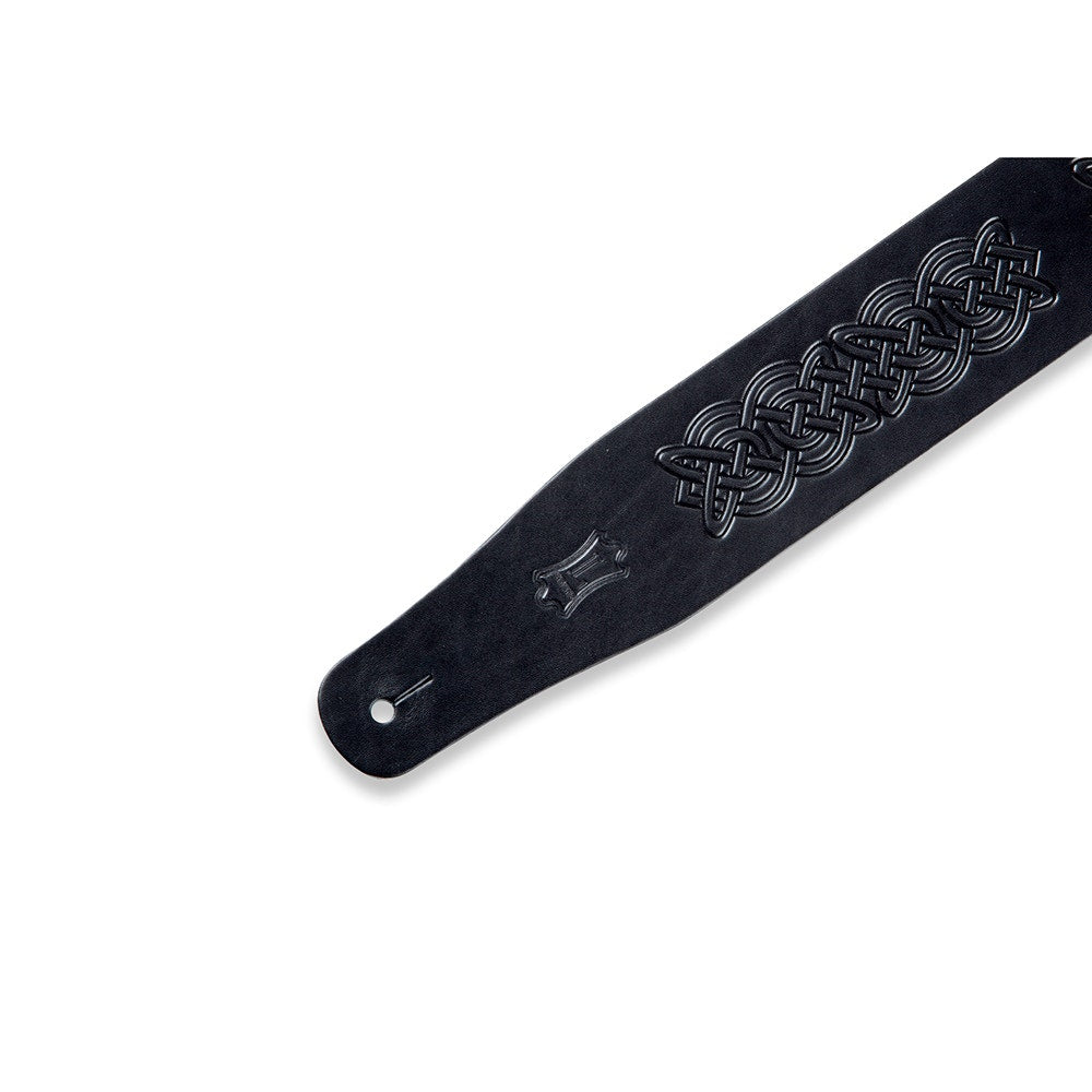 Levy's Leathers MV26CK-BLK Textures Series Celtic Knot Emboss Guitar Strap, Black