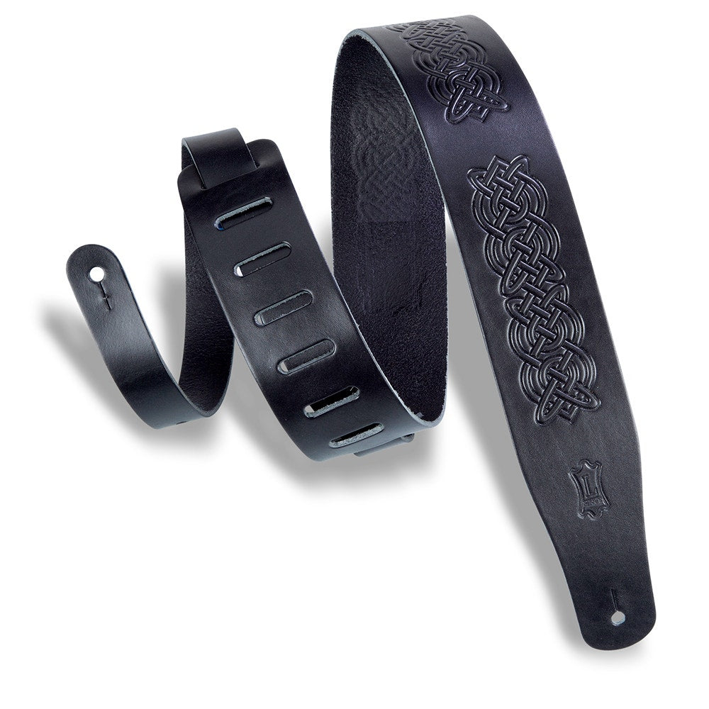 Levy's Leathers MV26CK-BLK Textures Series Celtic Knot Emboss Guitar Strap, Black