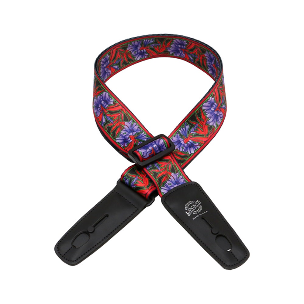 Lock-It Straps Bob Masse Series 36'' - 60'' Guitar Bass Strap, Purple Flowers
