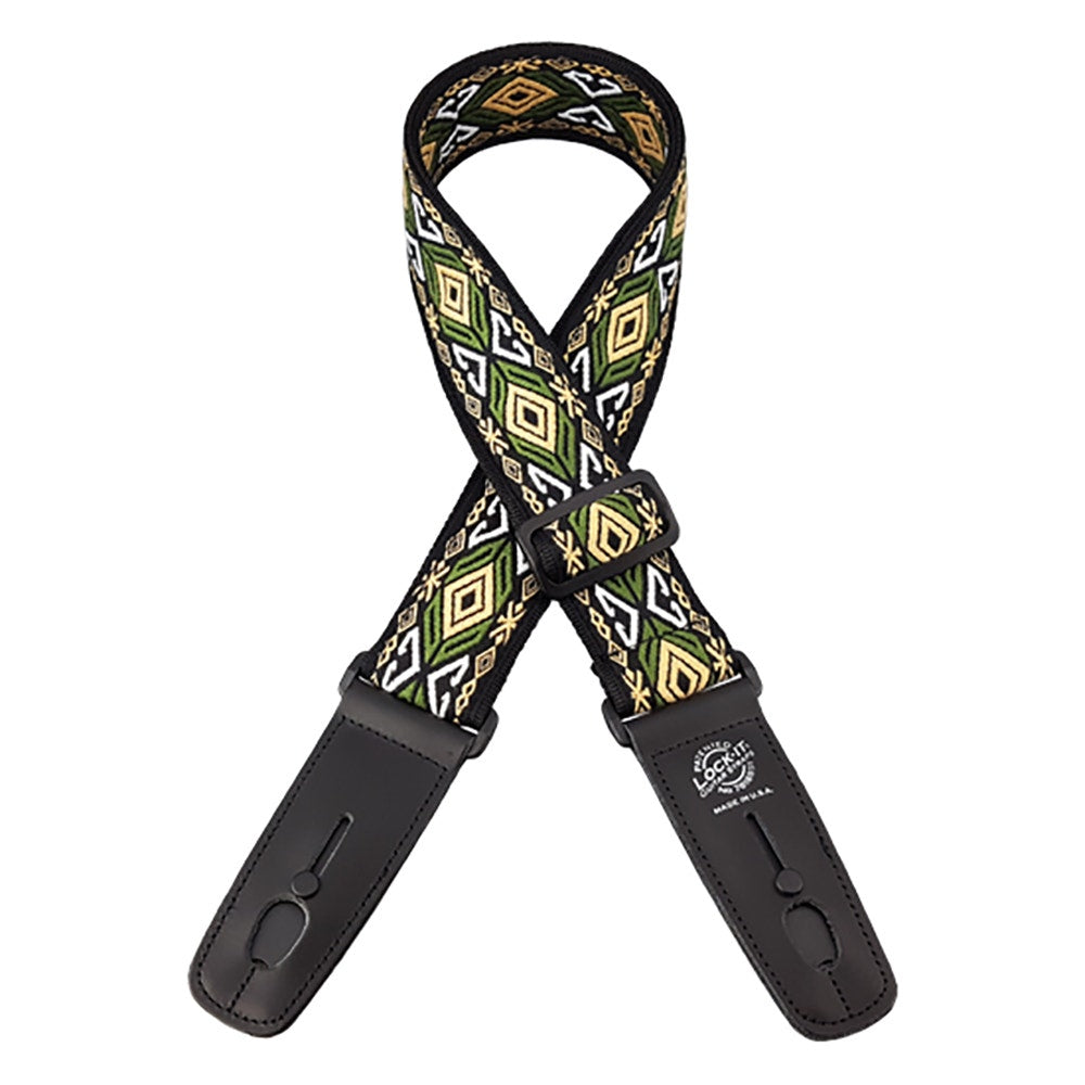 Lock-It Straps LIS 071 Retro Vintage Series 36''-60'' Guitar Strap Emerald Isle
