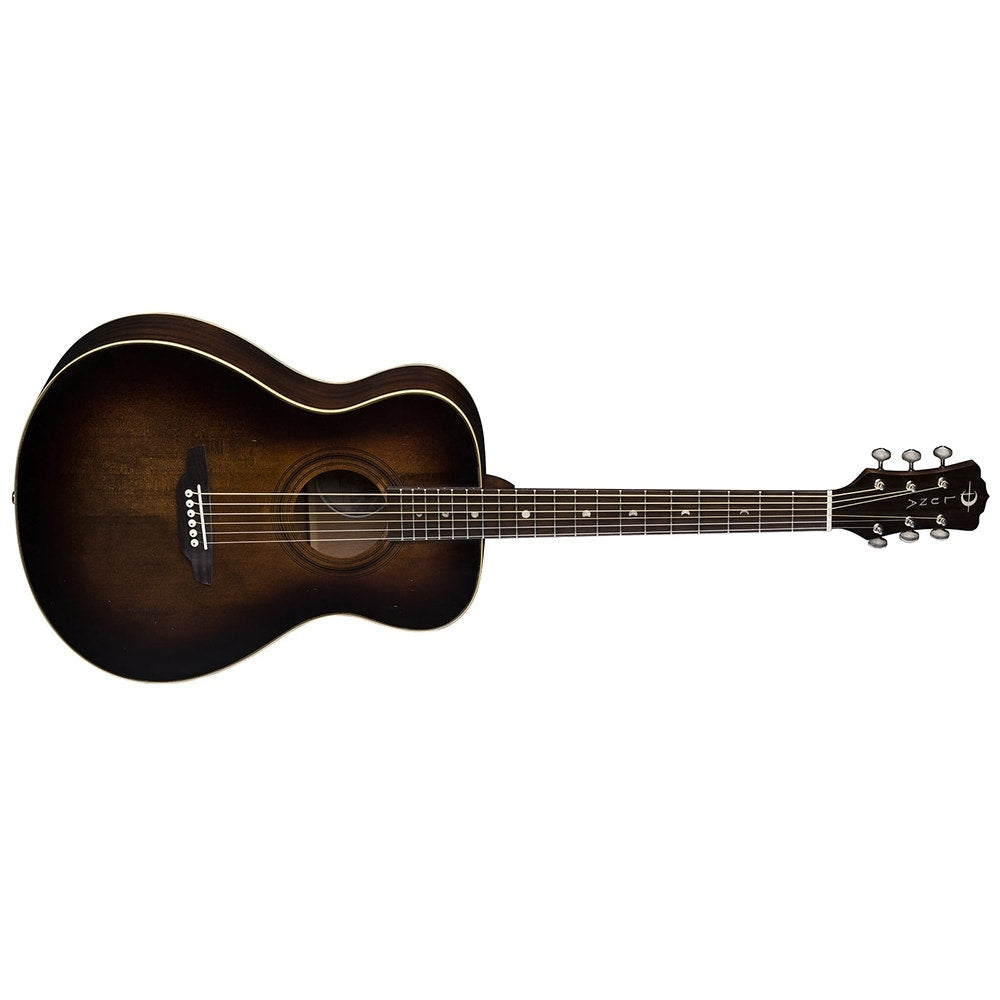 Luna Art Vintage Folk Solid Top Distressed Acoustic Guitar - Vintage Brownburst