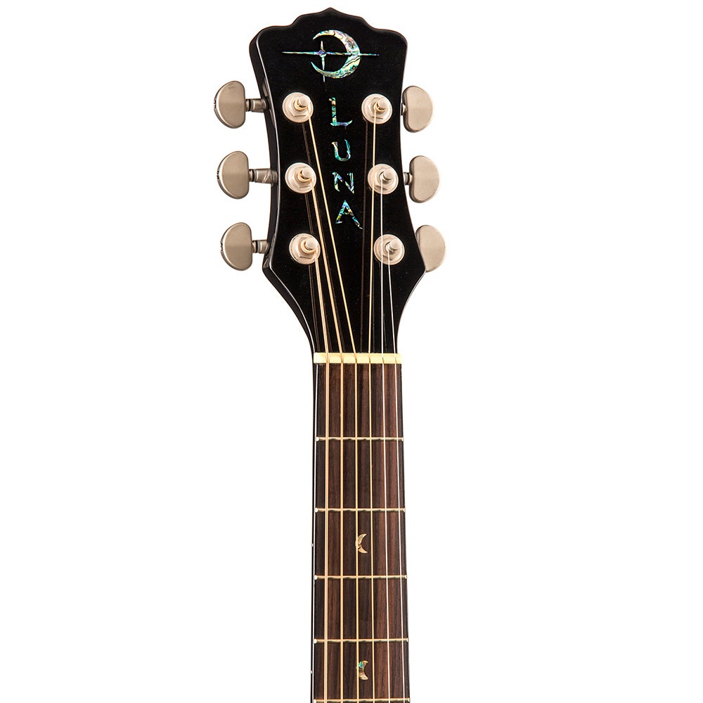 Luna FAU PHX BLK Fauna Phoenix Folk Style Cutaway Acoustic-Electric Guitar in Black (B-Stock)