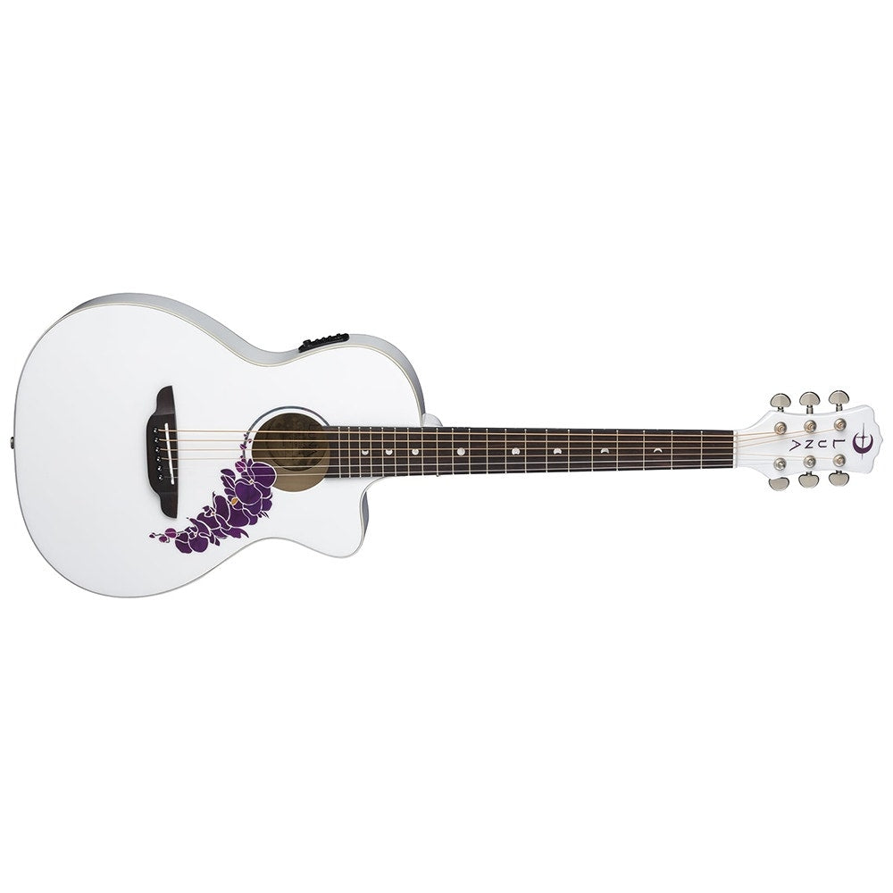 Luna Flora Orchid Acoustic-Electric Guitar - Classic White
