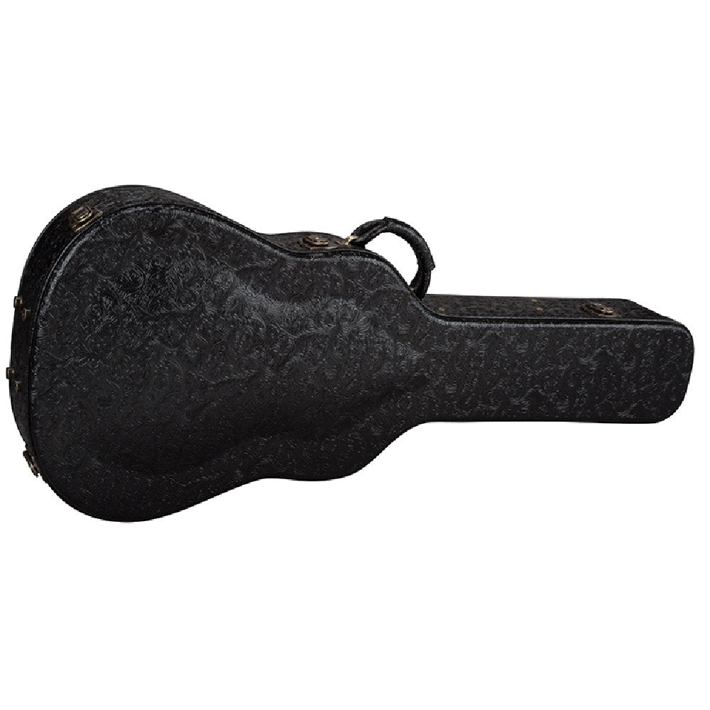 Luna Guitars Dreadnought / Grand Concert Acoustic Guitar Tooled Leather Look Hardshell Case in Black