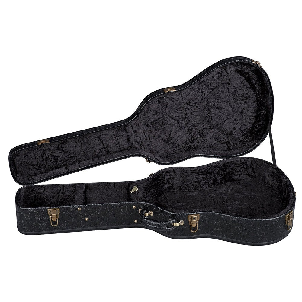 Luna Guitars Dreadnought / Grand Concert Acoustic Guitar Tooled Leather Look Hardshell Case in Black