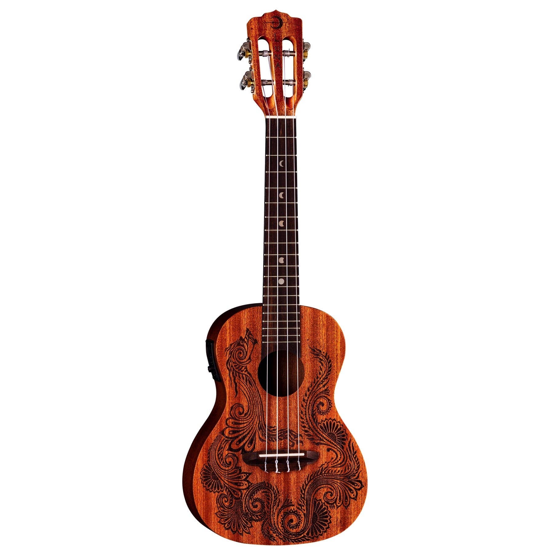 Luna UKE HEN DRA MAH C Uke Henna Dragon Mahogany Concert Ukulele w/ Preamp