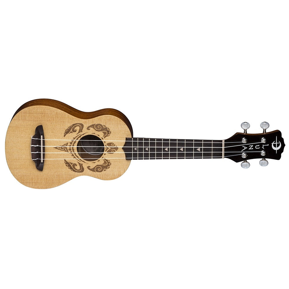 Luna Uke HONU Turtle Spruce Ukulele, Soprano, with Gig Bag