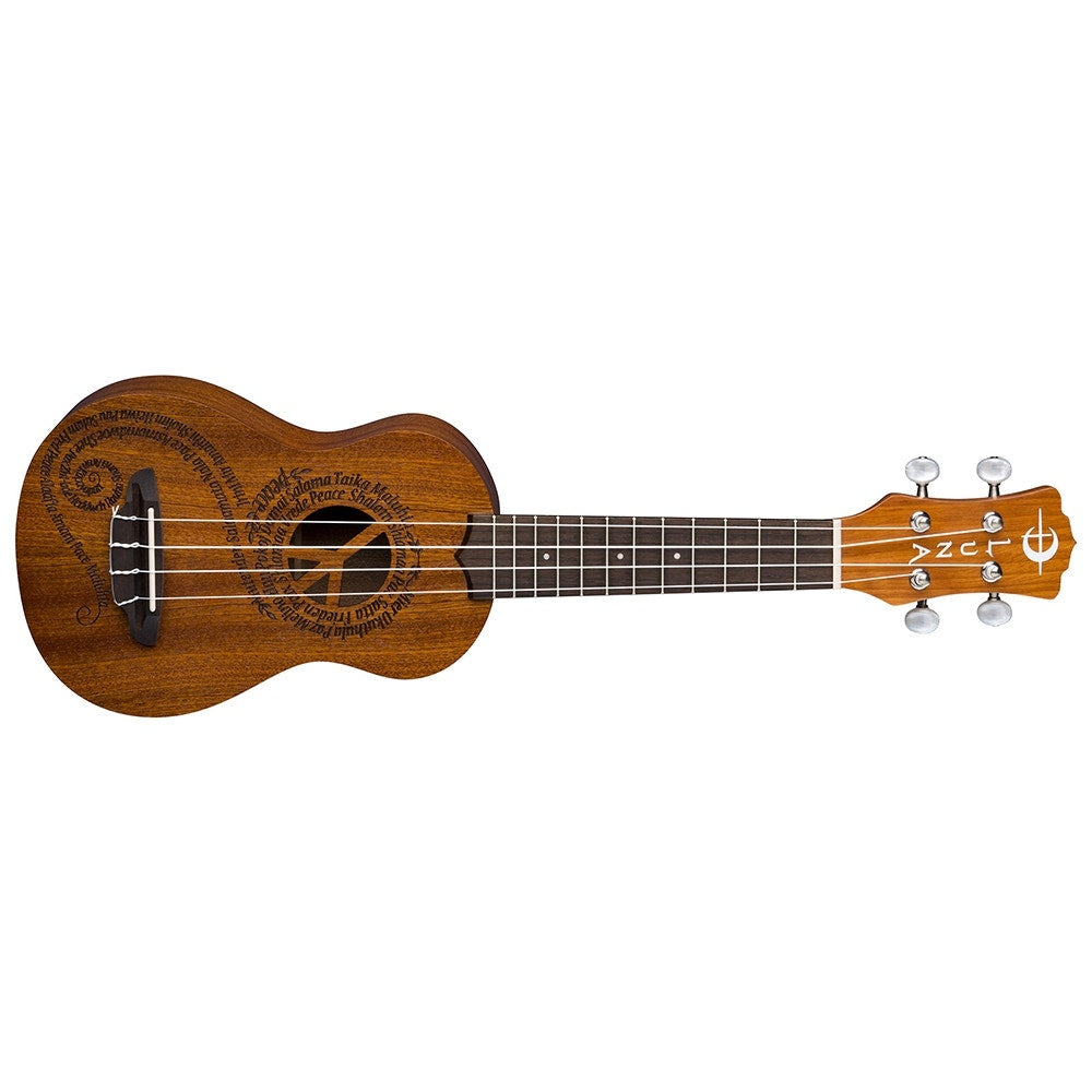 Luna Uke MALUHIA Peace Ukulele, Soprano, with Gig Bag - Mahogany