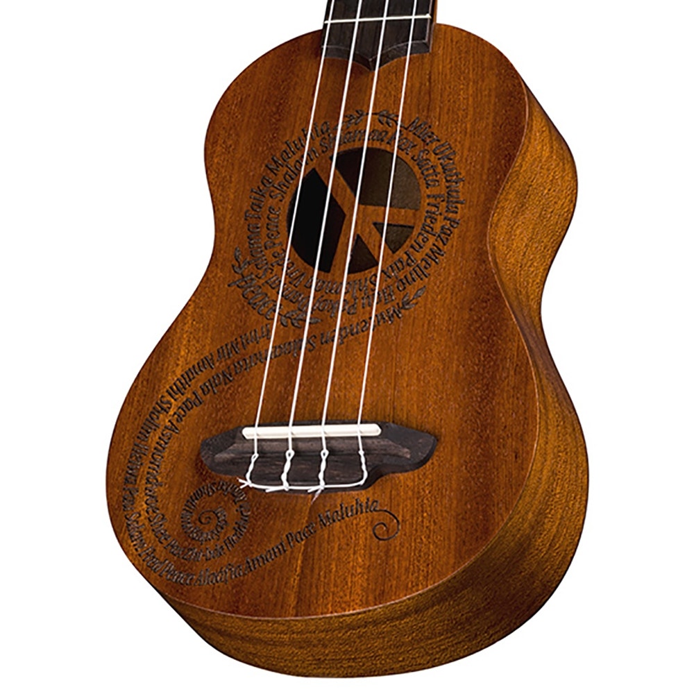 Luna Uke MALUHIA Peace Ukulele, Soprano, with Gig Bag - Mahogany