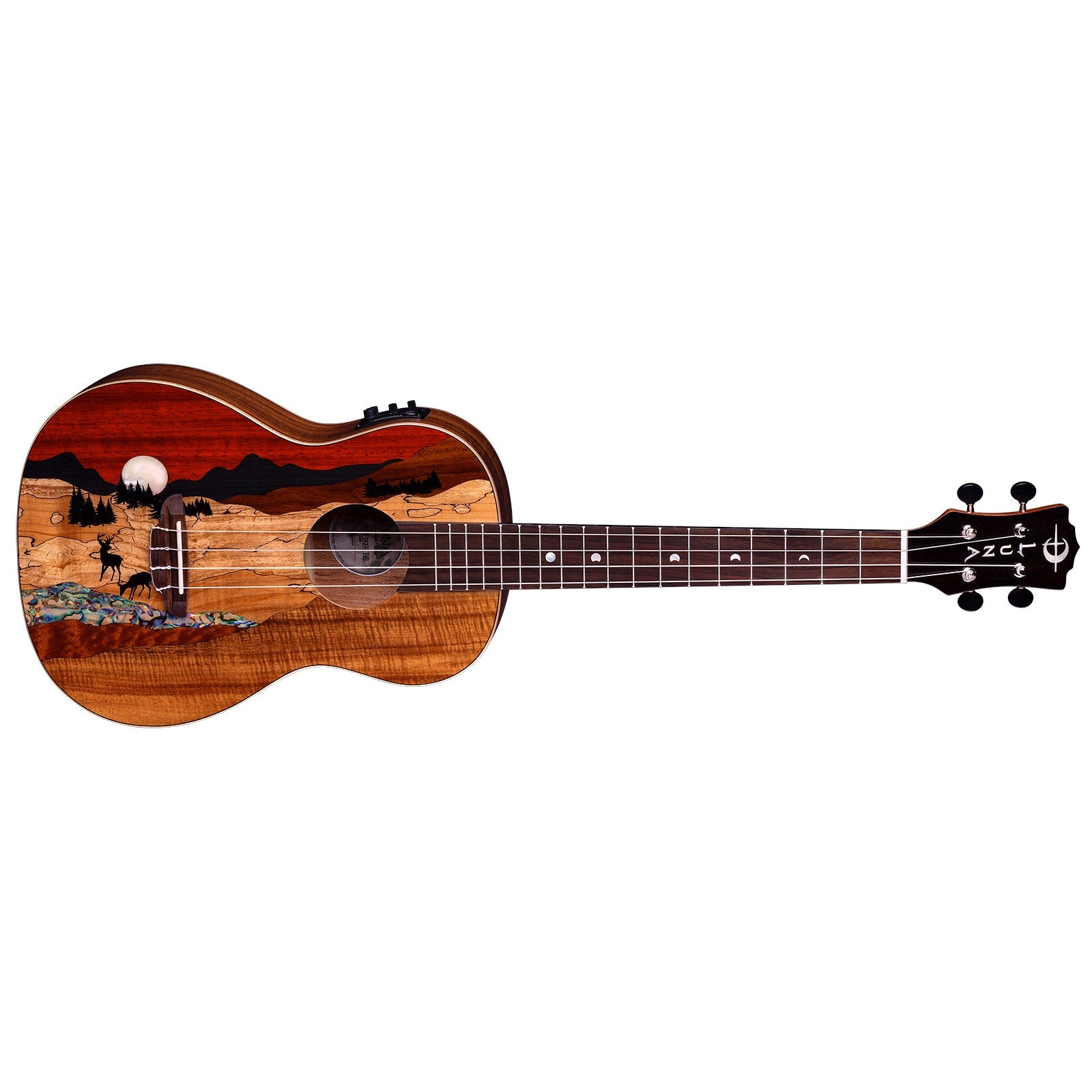Luna UKE VISTA DEER B Vista Deer Baritone Uke Ukulele w/ Preamp & Gig Bag