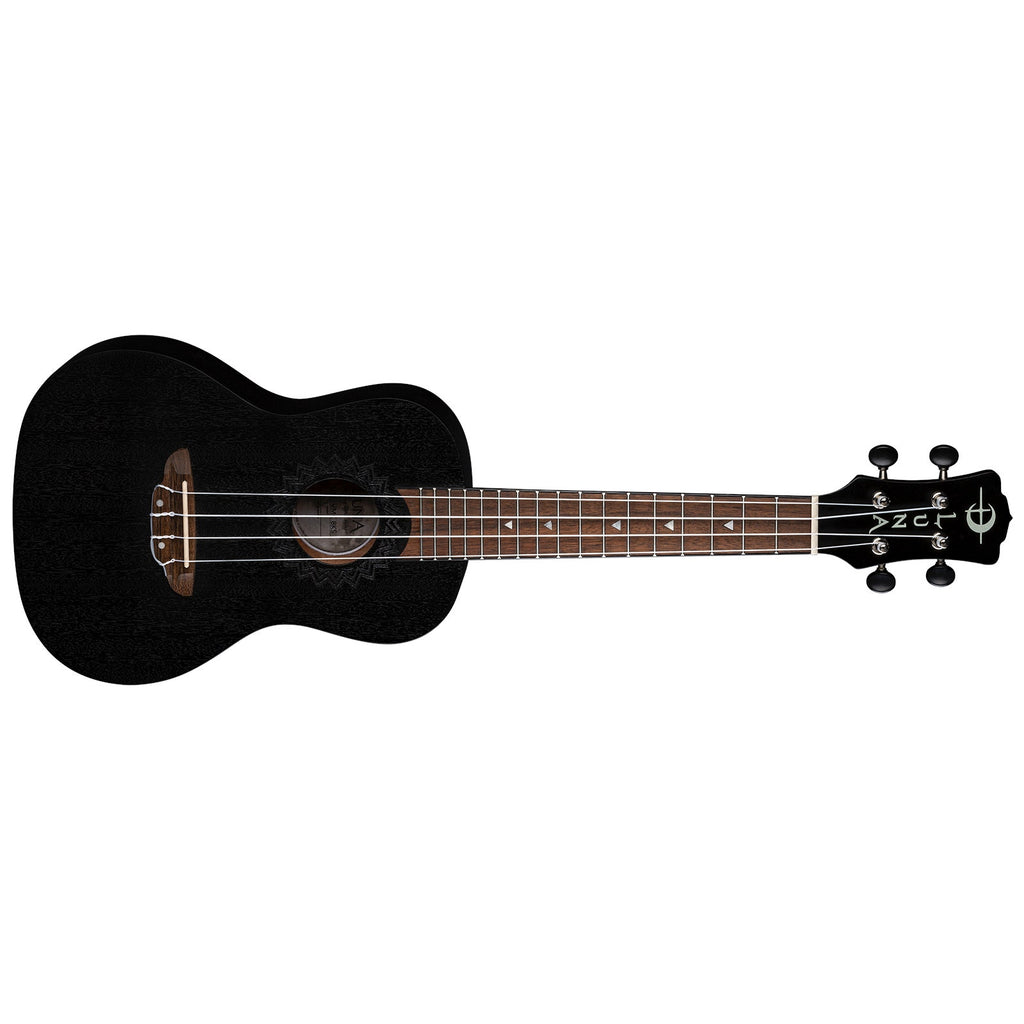 Luna UKE VMC BKS Uke Vintage Mahogany Concert Ukulele, Black Satin
