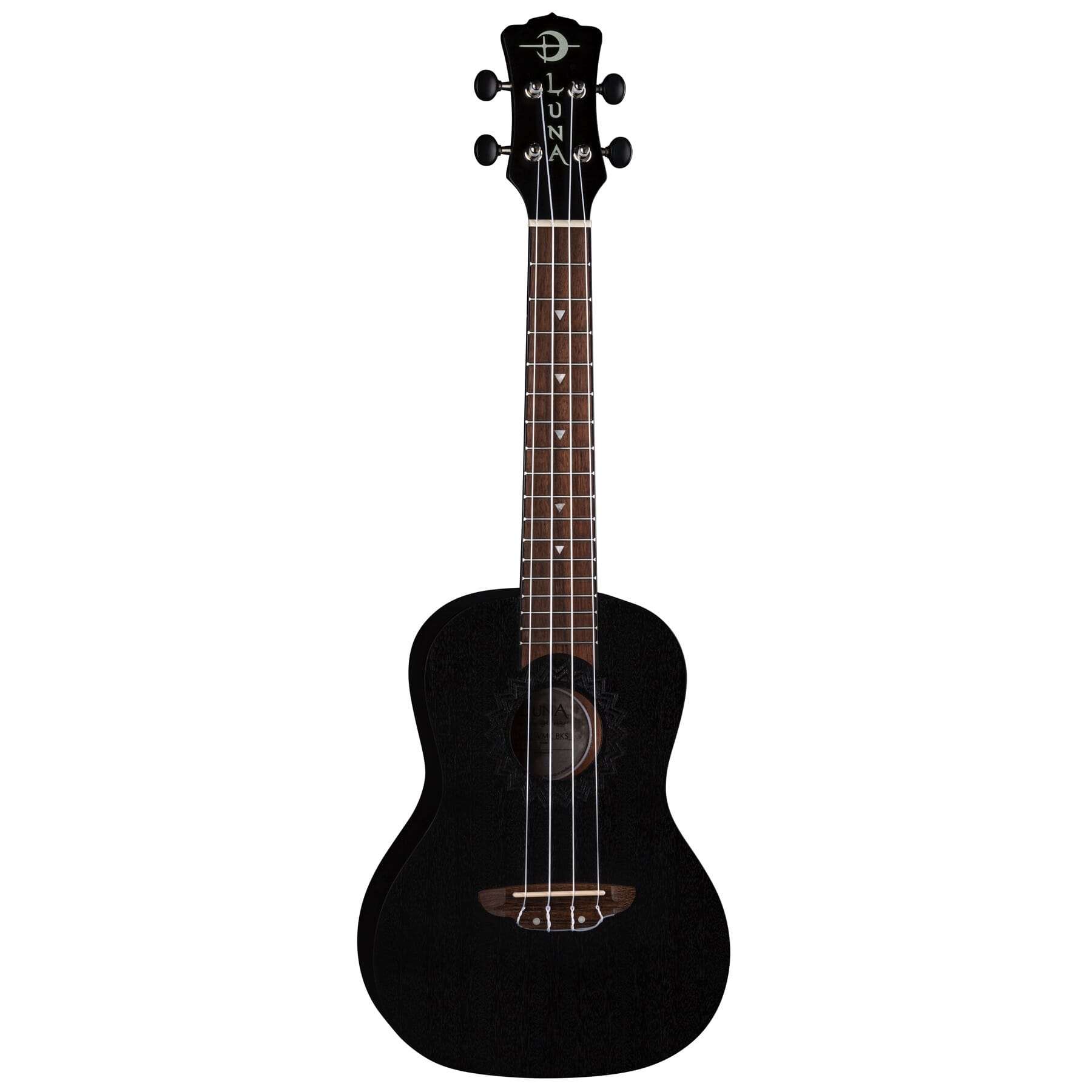 Luna UKE VMC BKS Uke Vintage Mahogany Concert Ukulele, Black Satin