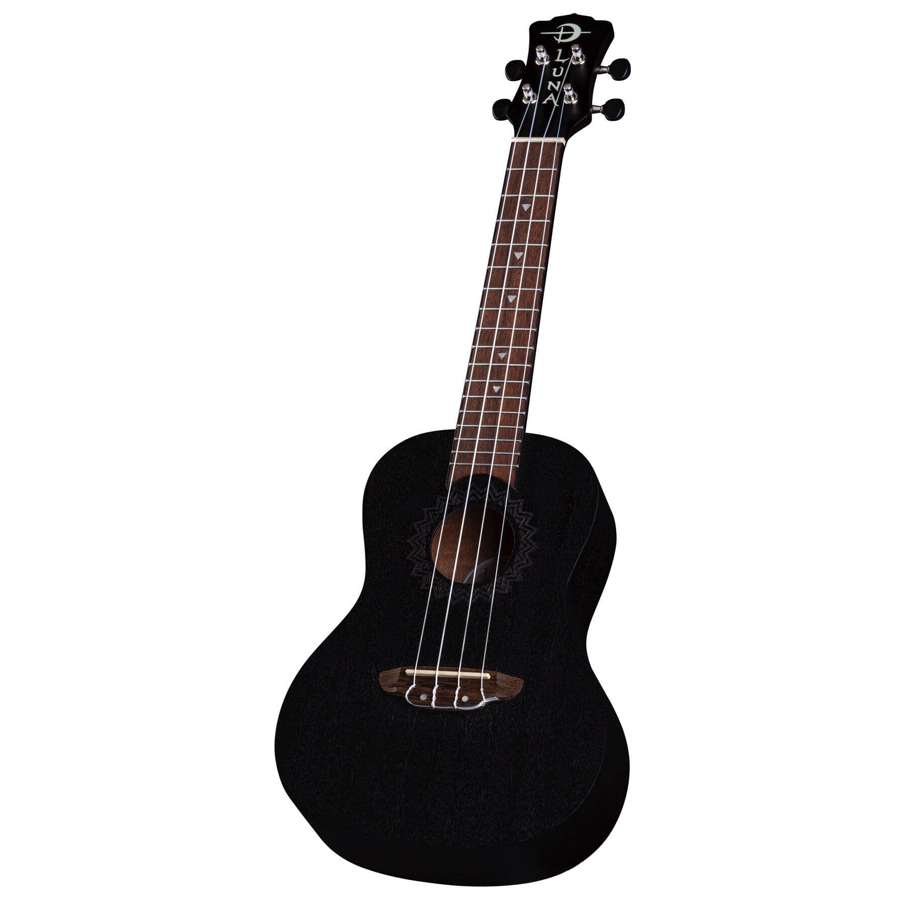 Luna UKE VMC BKS Uke Vintage Mahogany Concert Ukulele, Black Satin