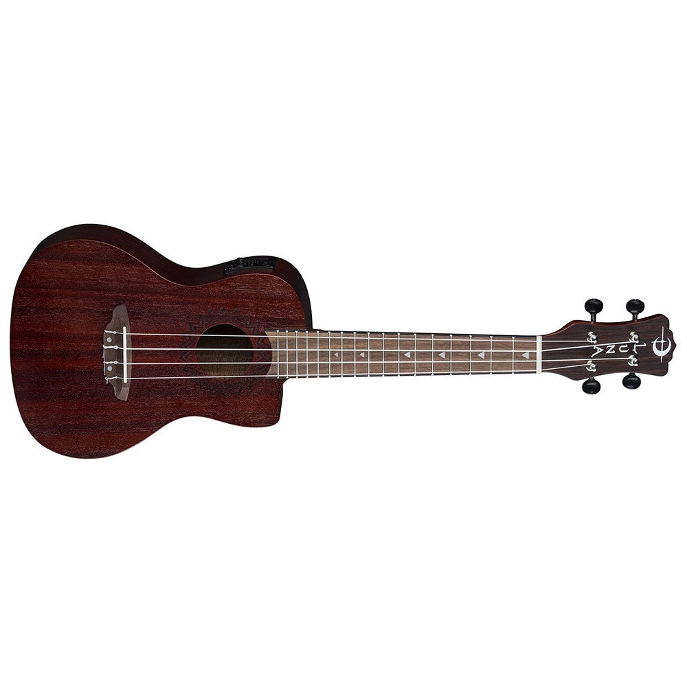 Luna Uke Vintage Mahogany Cutaway Acoustic-Electric Ukulele, Concert - Red Satin
