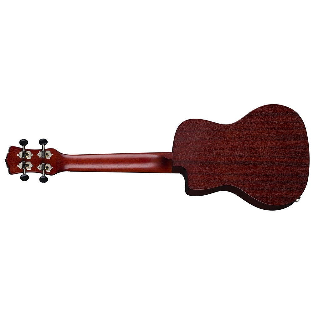 Luna Uke Vintage Mahogany Cutaway Acoustic-Electric Ukulele, Concert - Red Satin