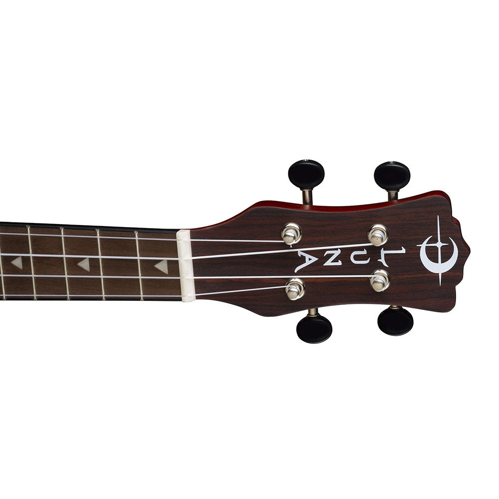 Luna Uke Vintage Mahogany Cutaway Acoustic-Electric Ukulele, Concert - Red Satin