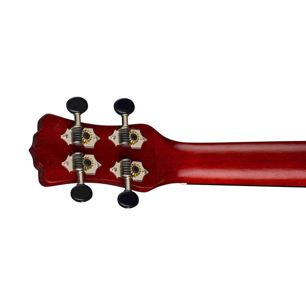 Luna Uke Vintage Mahogany Cutaway Acoustic-Electric Ukulele, Concert - Red Satin