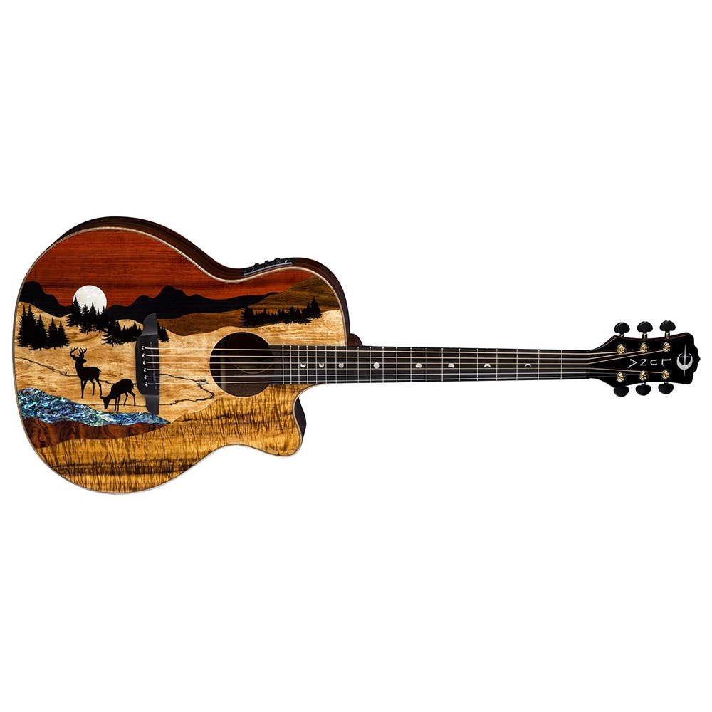 Luna VISTA DEER Tropical Wood Acoustic-Electric Guitar with Case