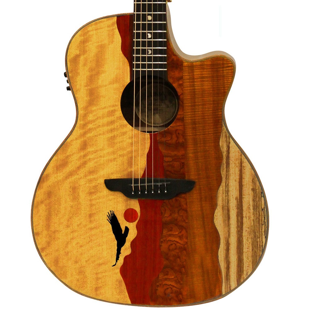 Luna ART NOUVEAU Vista Eagle Grand Auditorium Acoustic-Electric Guitar with Hard Case