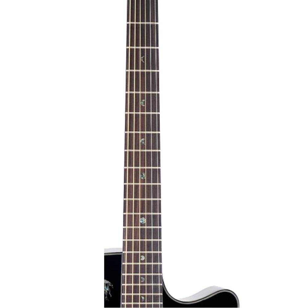 Luna FAU DRA BLK Fauna Series Dragon Inlayed Top Acoustic-Electric Guitar Black Finish