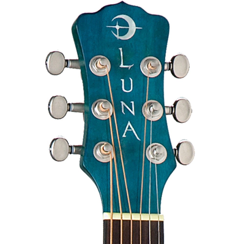 Luna FAU DF QM Fauna Series Dragonfly Quilted Maple Top Acoustic-Electric Guitar Trans Teal Finish
