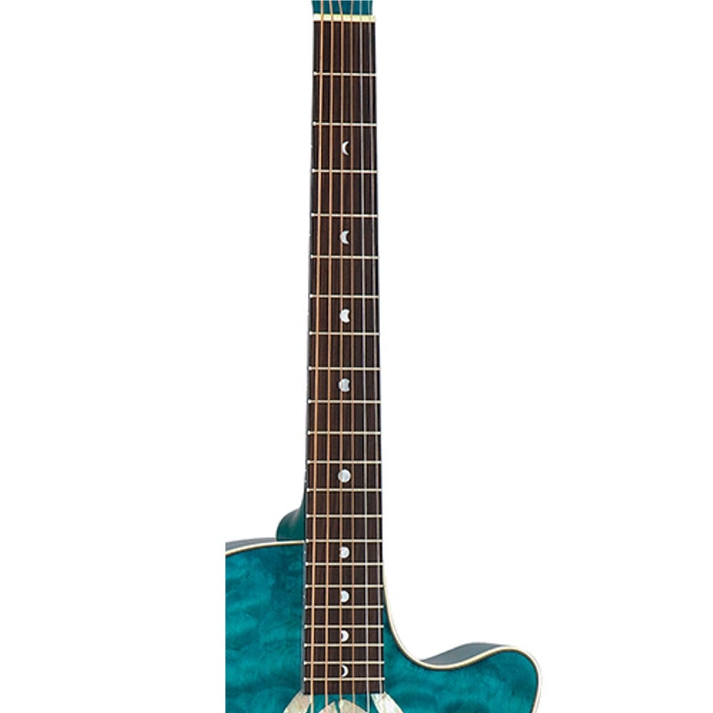 Luna FAU DF QM Fauna Series Dragonfly Quilted Maple Top Acoustic-Electric Guitar Trans Teal Finish