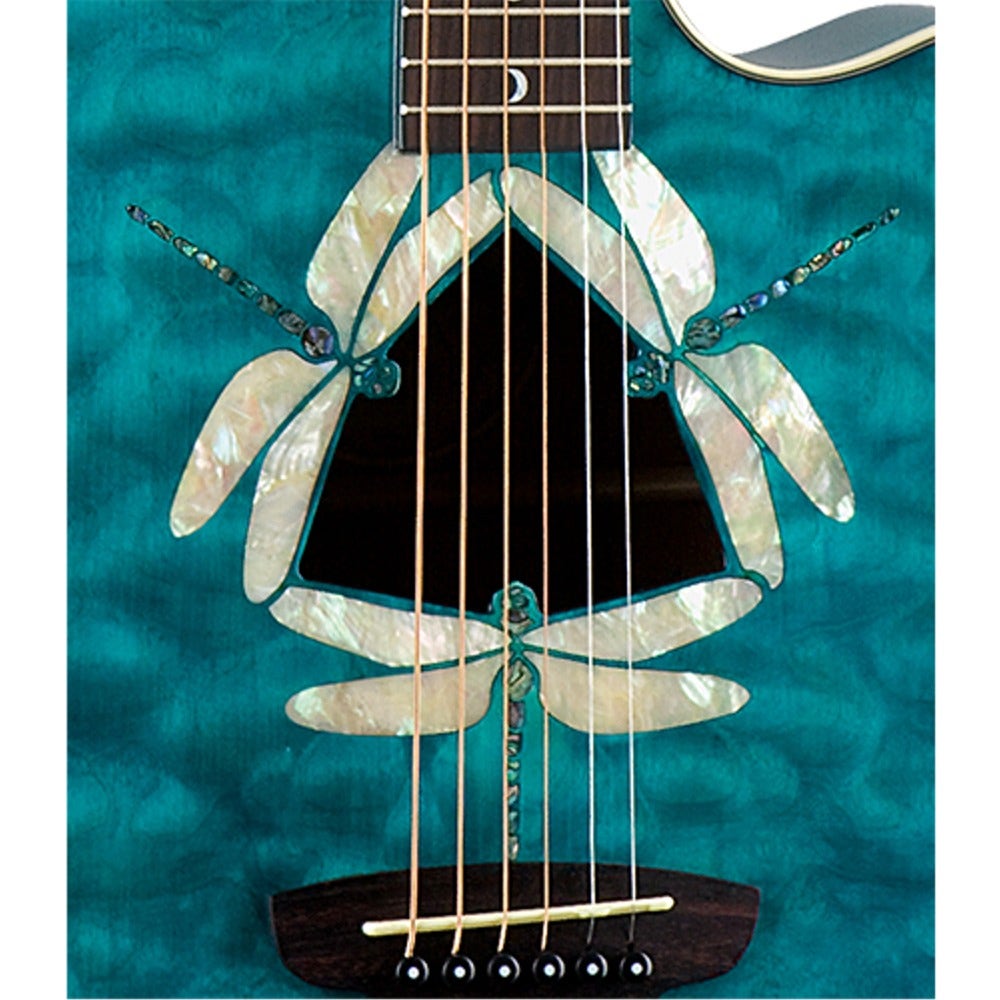 Luna FAU DF QM Fauna Series Dragonfly Quilted Maple Top Acoustic-Electric Guitar Trans Teal Finish