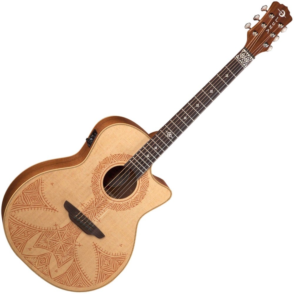 Luna HEN SAH SPR Henna Series Sahara Laser-Etched Spruce Top Acoustic-Electric Guitar
