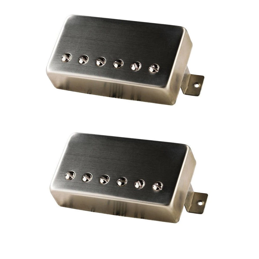 Lundgren Heaven 57 Humbucker Guitar Pickup Bridge and Neck Set, Raw Nickel
