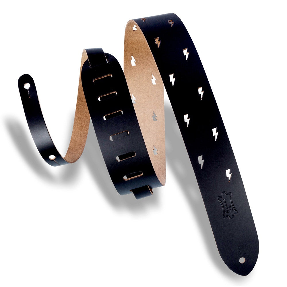 Levy's M12LBC-BLK Classics Series Lightning Bolt Punch Out Guitar Strap