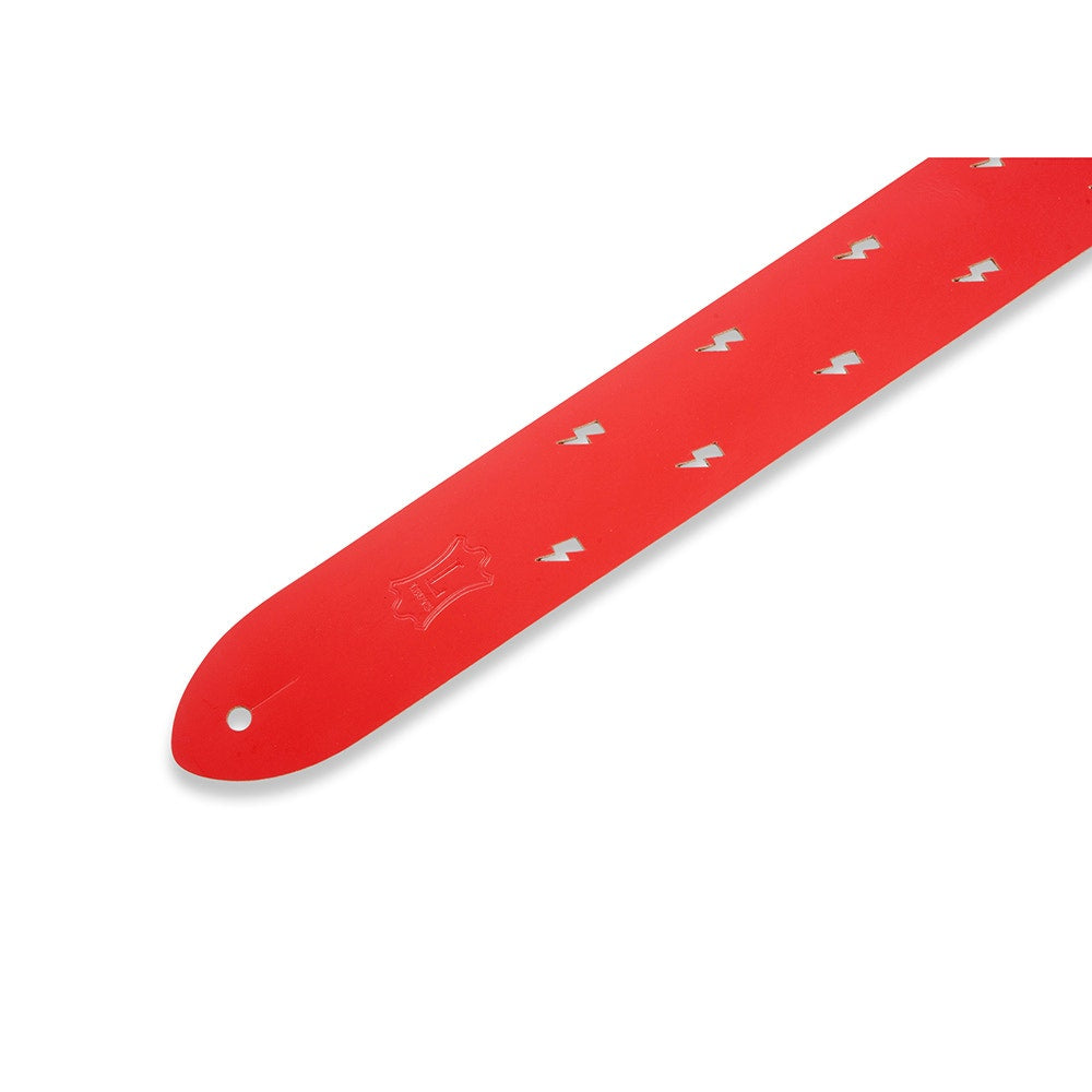 Levy's Leathers M12LBC-RED Classics Series Lightning Bolt Punch Out Guitar Strap