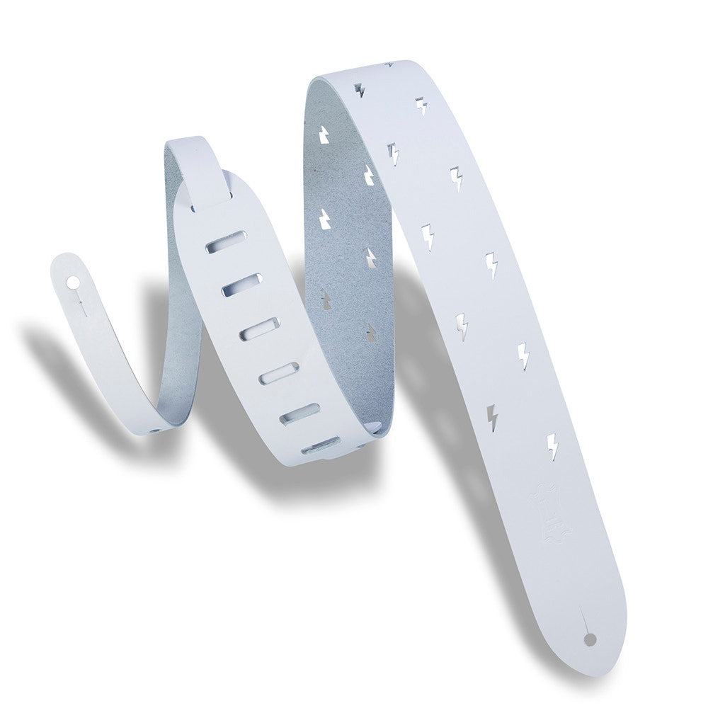 Levy's Leathers M12LBC-WHT Classics Series Lightning Bolt Punch Out Guitar Strap