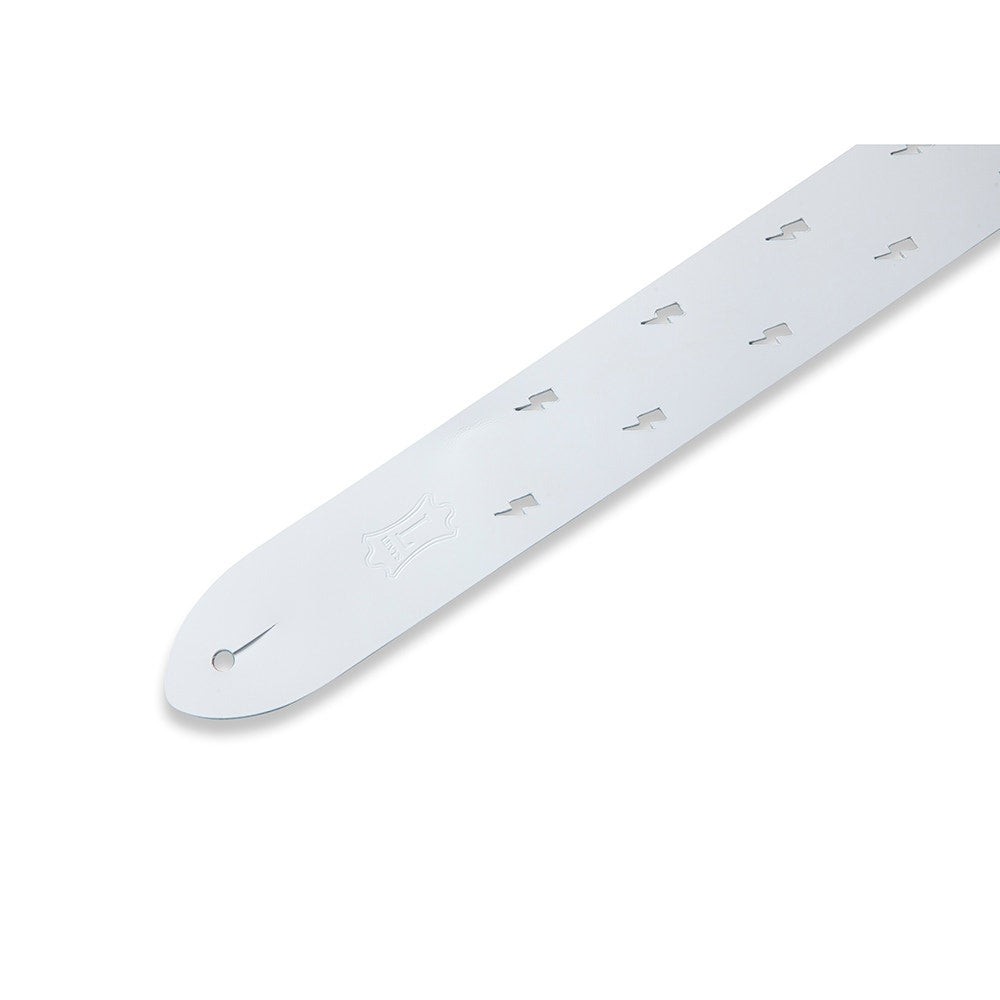 Levy's Leathers M12LBC-WHT Classics Series Lightning Bolt Punch Out Guitar Strap