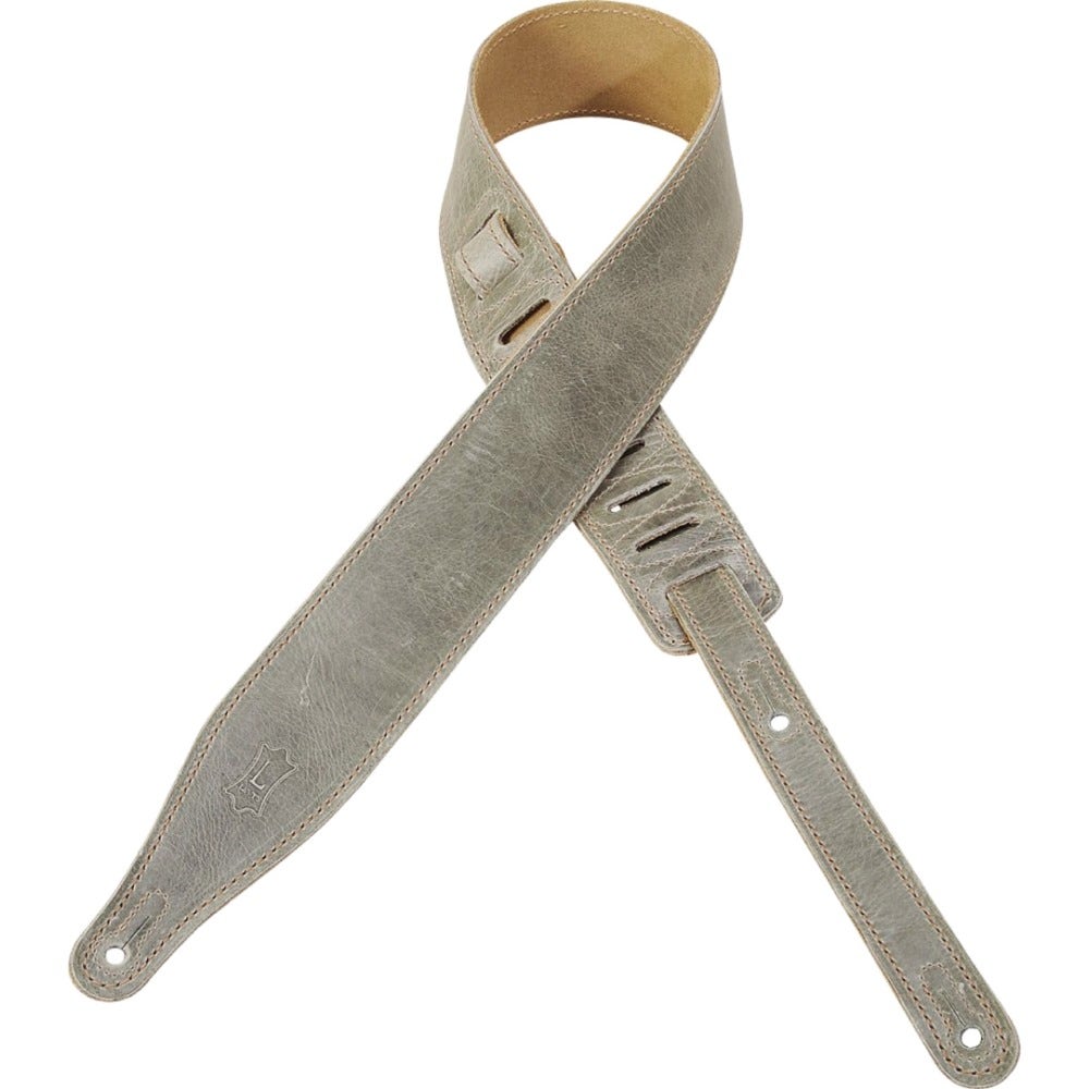 Levy's M17CC 2-1/2" Wide Relaxed Leather Guitar or Bass Strap with Suede Backing in Gray
