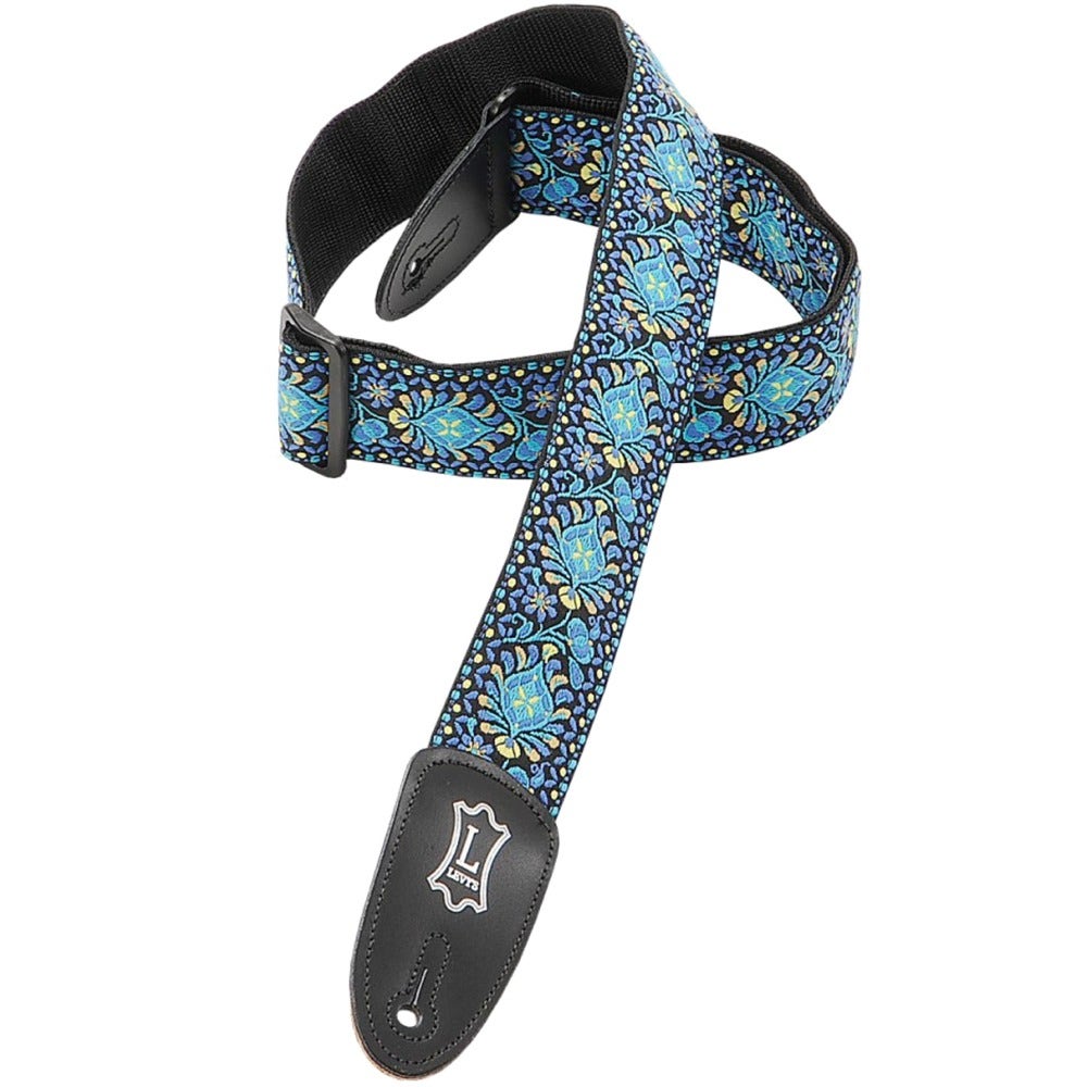 Levy's M8HT-04 60s Hootenany 2" Jacquard Weave Guitar Strap with Polypropylene Backing Blue