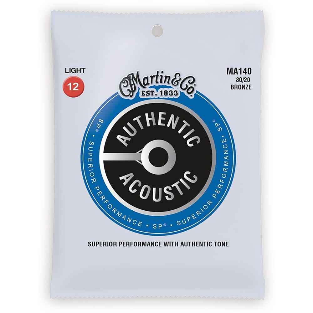 Martin MA140 80/20 Bronze Authentic Acoustic Guitar Strings, Light (12-54)
