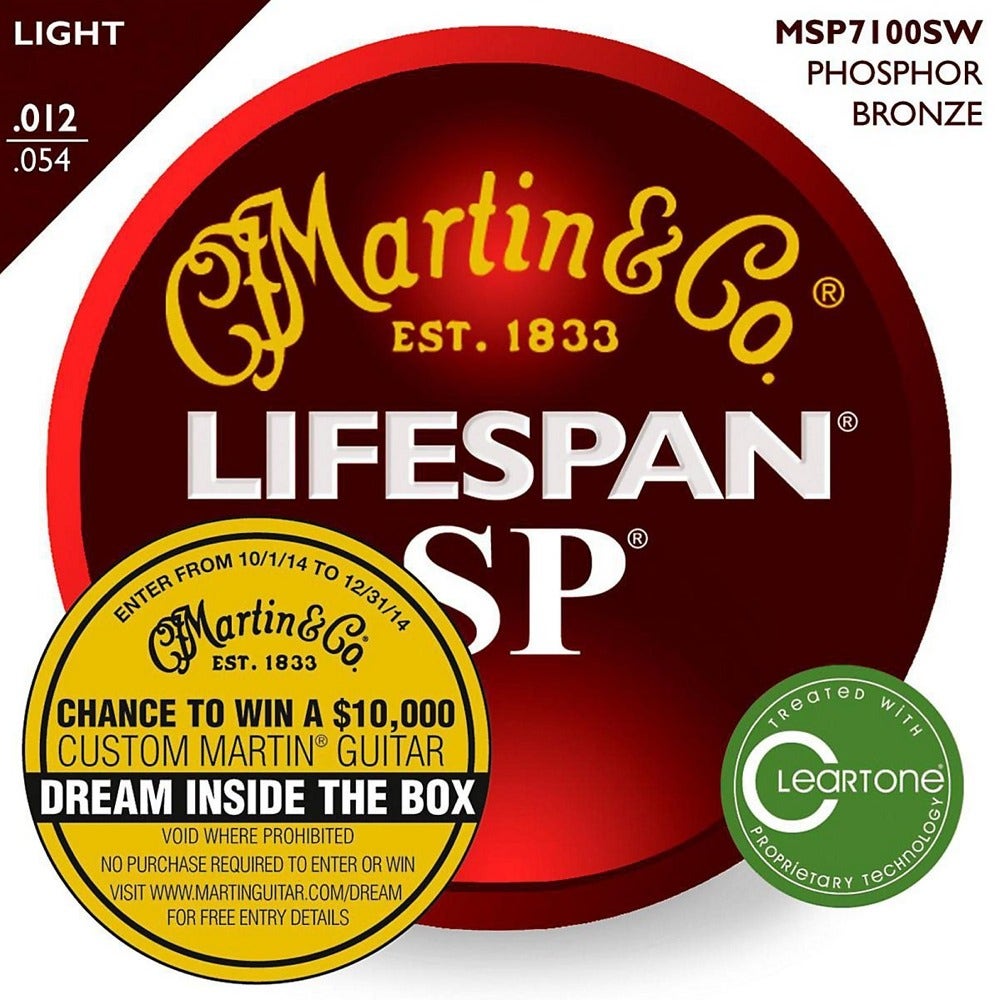 Martin MSP7100SW Phosphor Bronze Cleartone Coated Medium Acoustic Guitar Strings 12-54