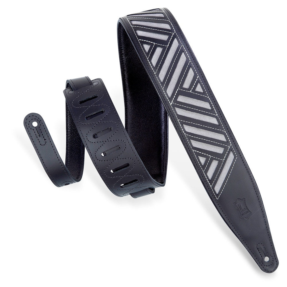 Levy's Leathers MC317DCO-BLK-GRY Deluxe Series Diamond Cut Out Guitar Strap