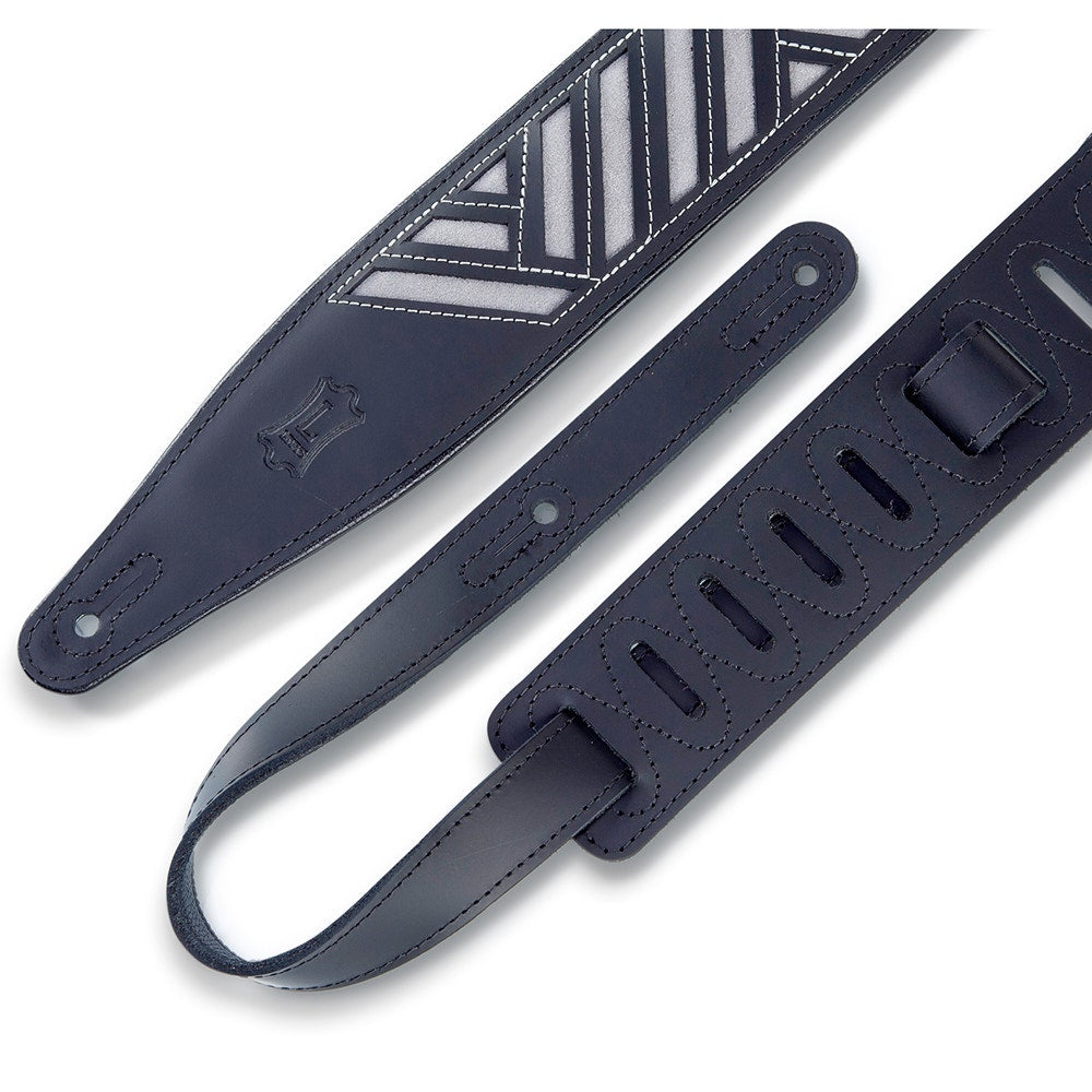 Levy's Leathers MC317DCO-BLK-GRY Deluxe Series Diamond Cut Out Guitar Strap