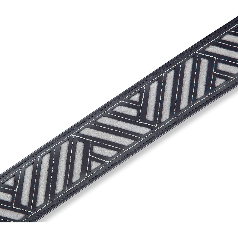 Levy's Leathers MC317DCO-BLK-GRY Deluxe Series Diamond Cut Out Guitar Strap