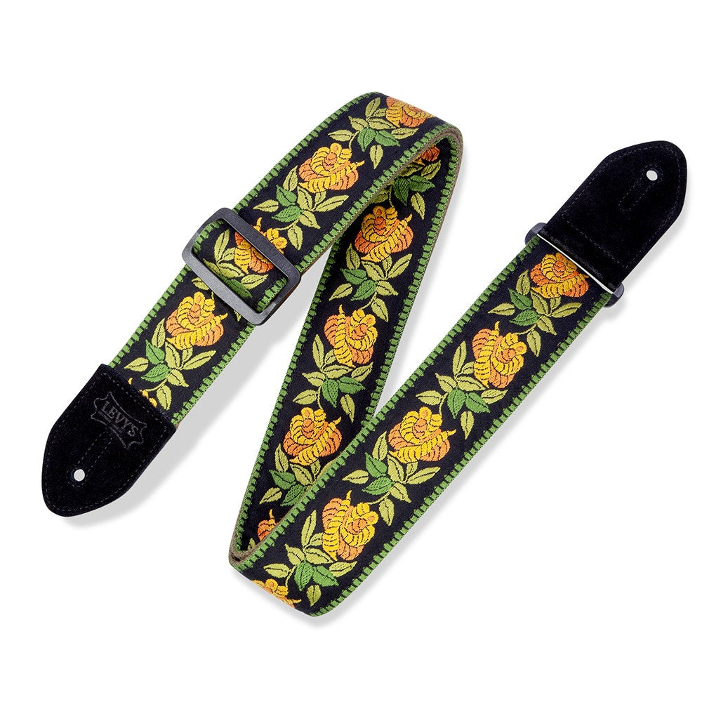 Levy's MC8JQ-004 Print Series Rosa – Yellow Guitar Strap