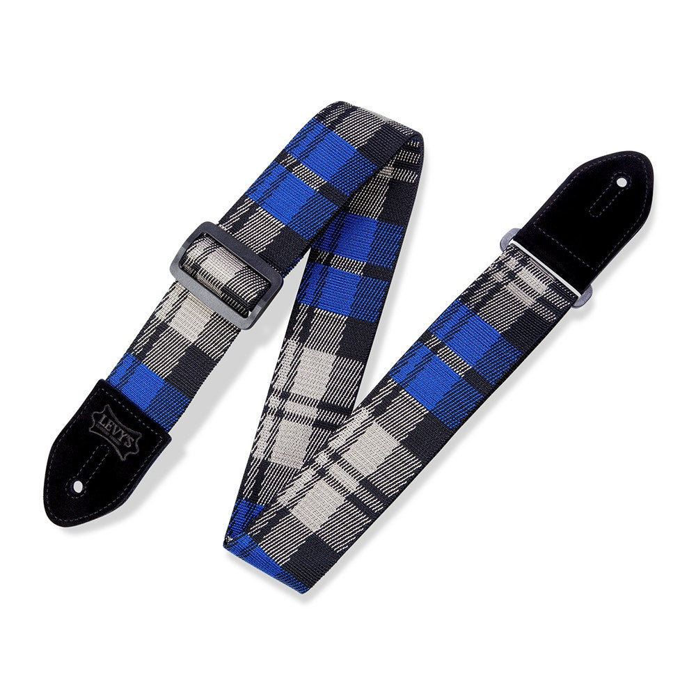 Levy's MC8VIN-009 Print Series Cobalt Plaid Poly Guitar Strap