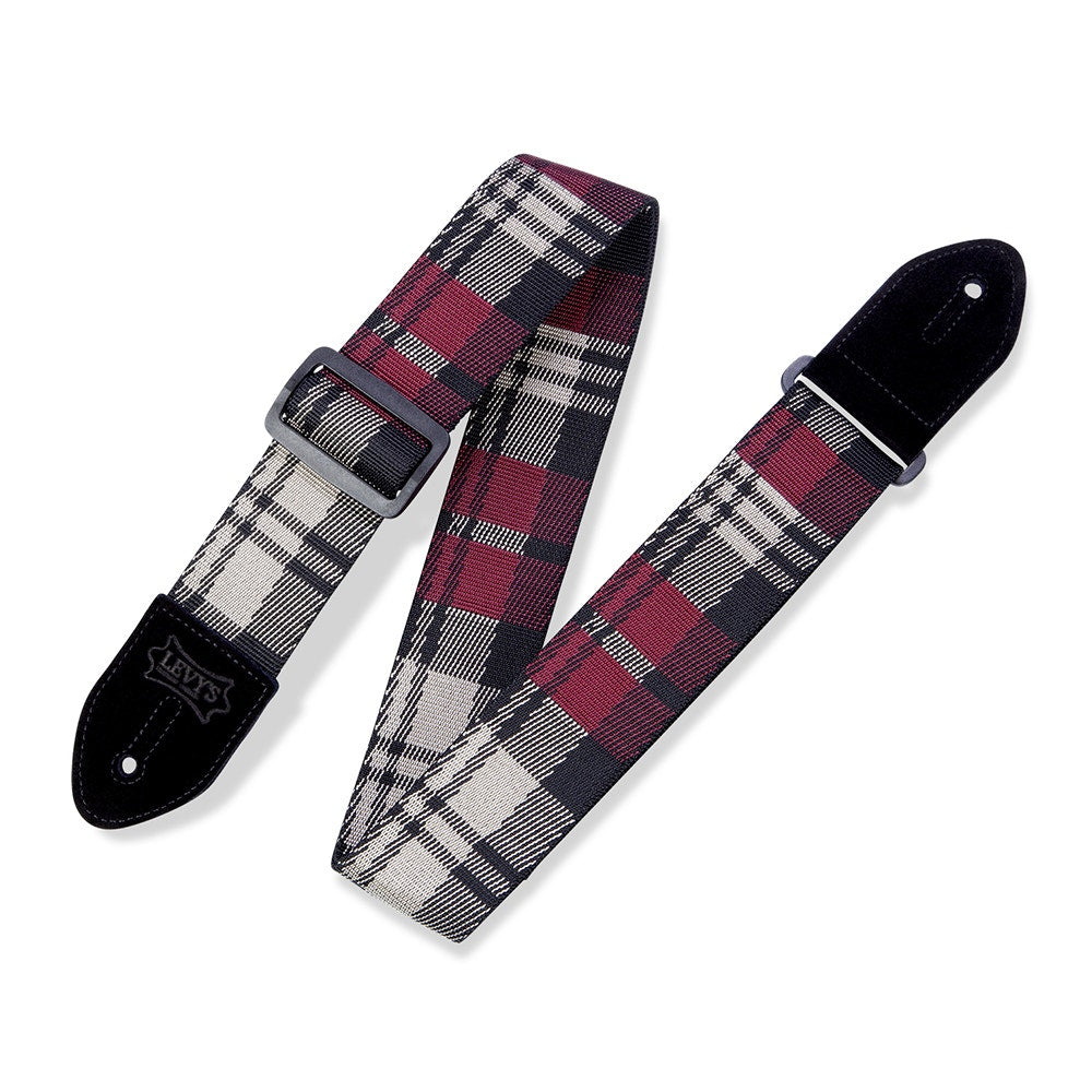 Levy's MC8VIN-010 Print Series Garnet Plaid Poly Guitar Strap